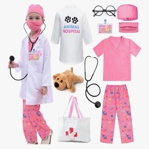 Kids Animal Hospital Costume Set - Pink and White